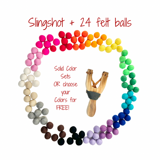 Solid Colored Felt Ball & Slingshot Set
