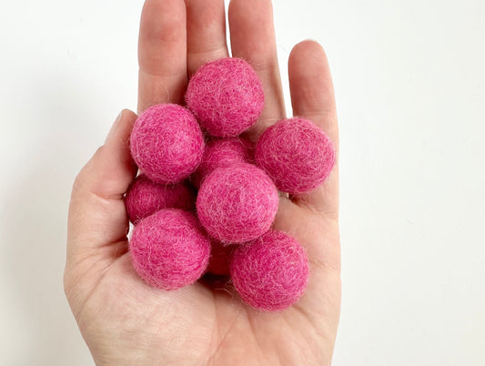 Rose Pink - 2.5 cm Felt Pom Pom Balls