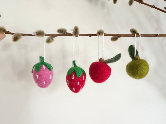 Strawberry or Apple Felt Ornaments