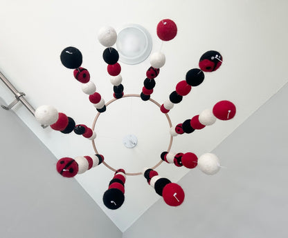 Lady Bug Felt Ball Ceiling Mobile