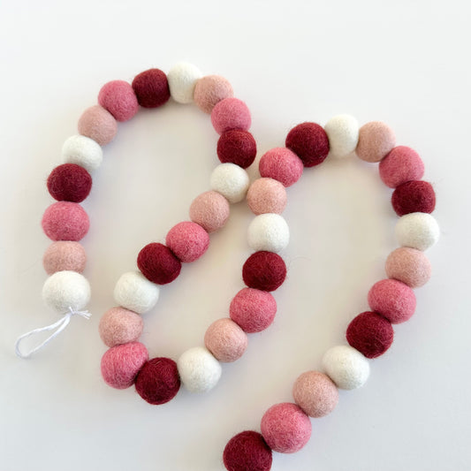 Dark Pink Ombre Felt Ball Garland