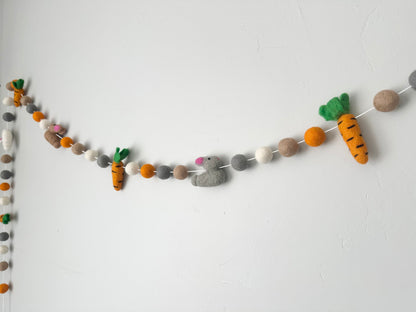 Hungry Bunny Felted Garland