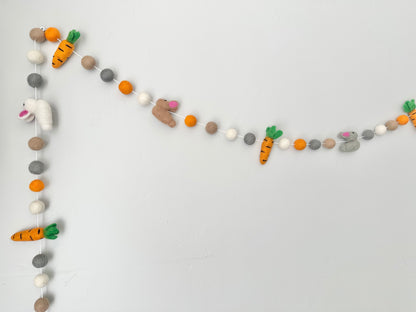 Hungry Bunny Felted Garland