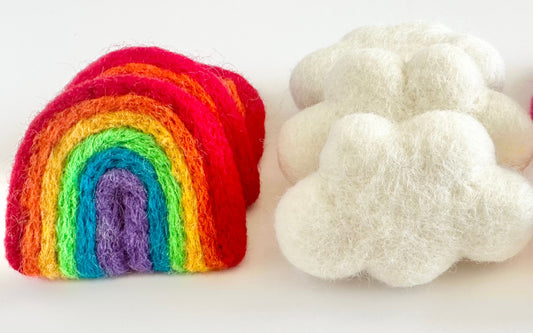 Rainbow & Cloud Felted Shapes