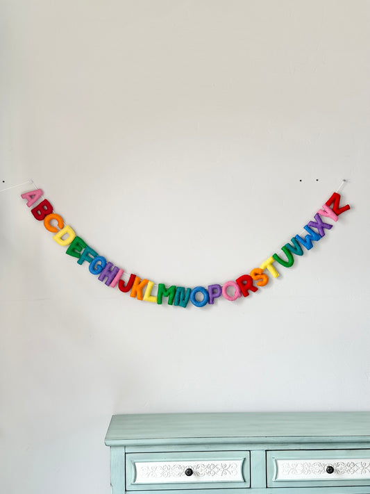 Alphabet felt banner - rainbow letters