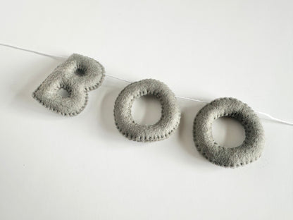 BOO felt banner - black, gray or orange letters