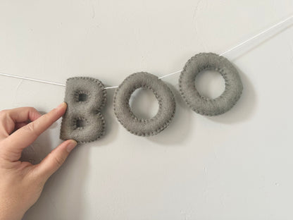 BOO felt banner - black, gray or orange letters