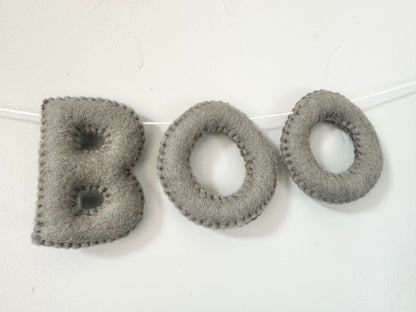 BOO felt banner - black, gray or orange letters