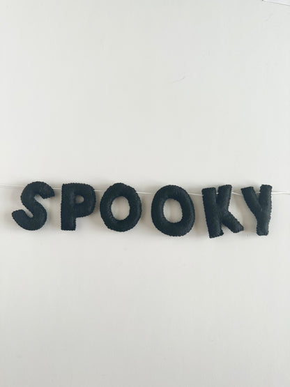 SPOOKY felt banner - black or gray letters