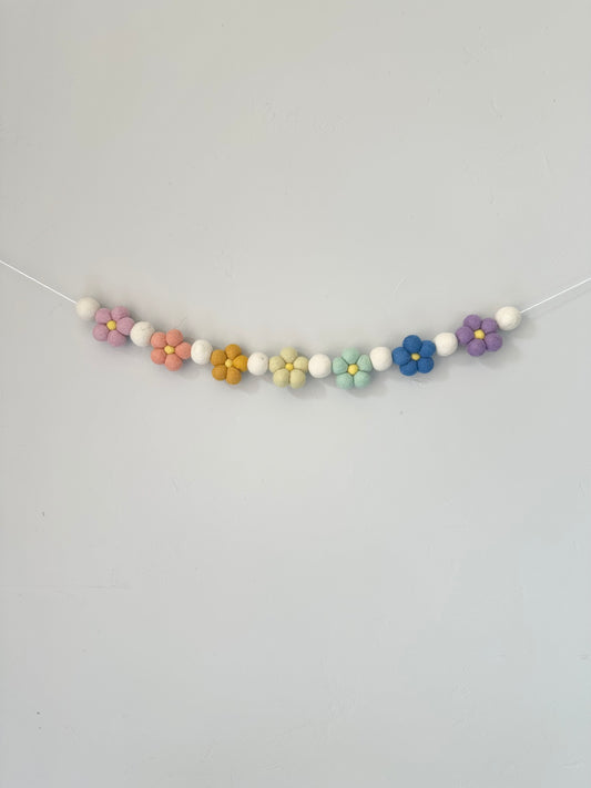 Rainbow Wool Daisy Garland