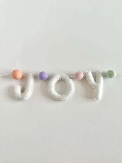 JOY felt banner - white letters