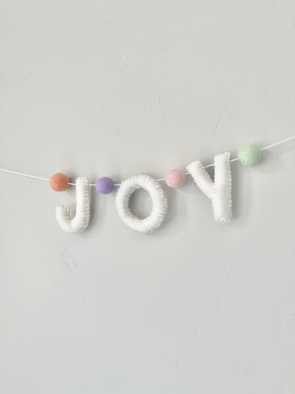 JOY felt banner - white letters
