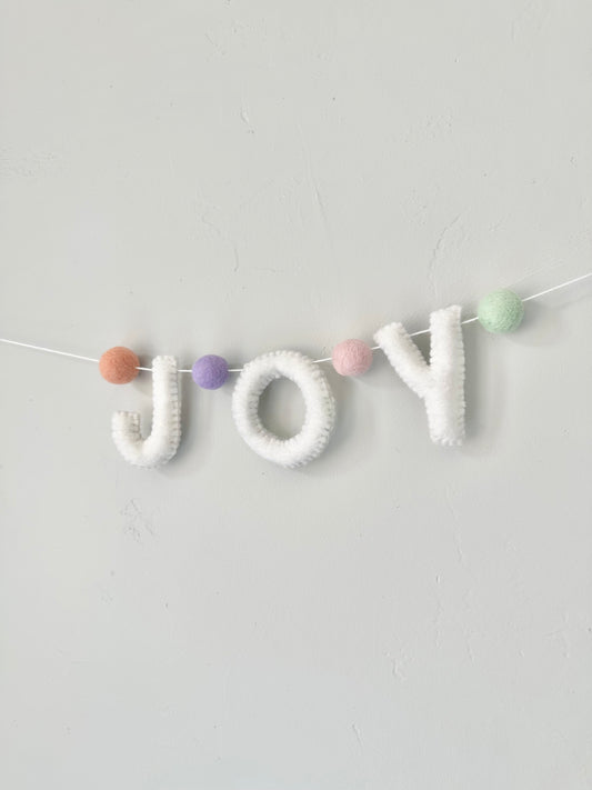 JOY felt banner - white letters