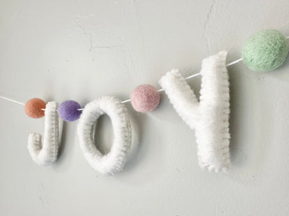 JOY felt banner - white letters