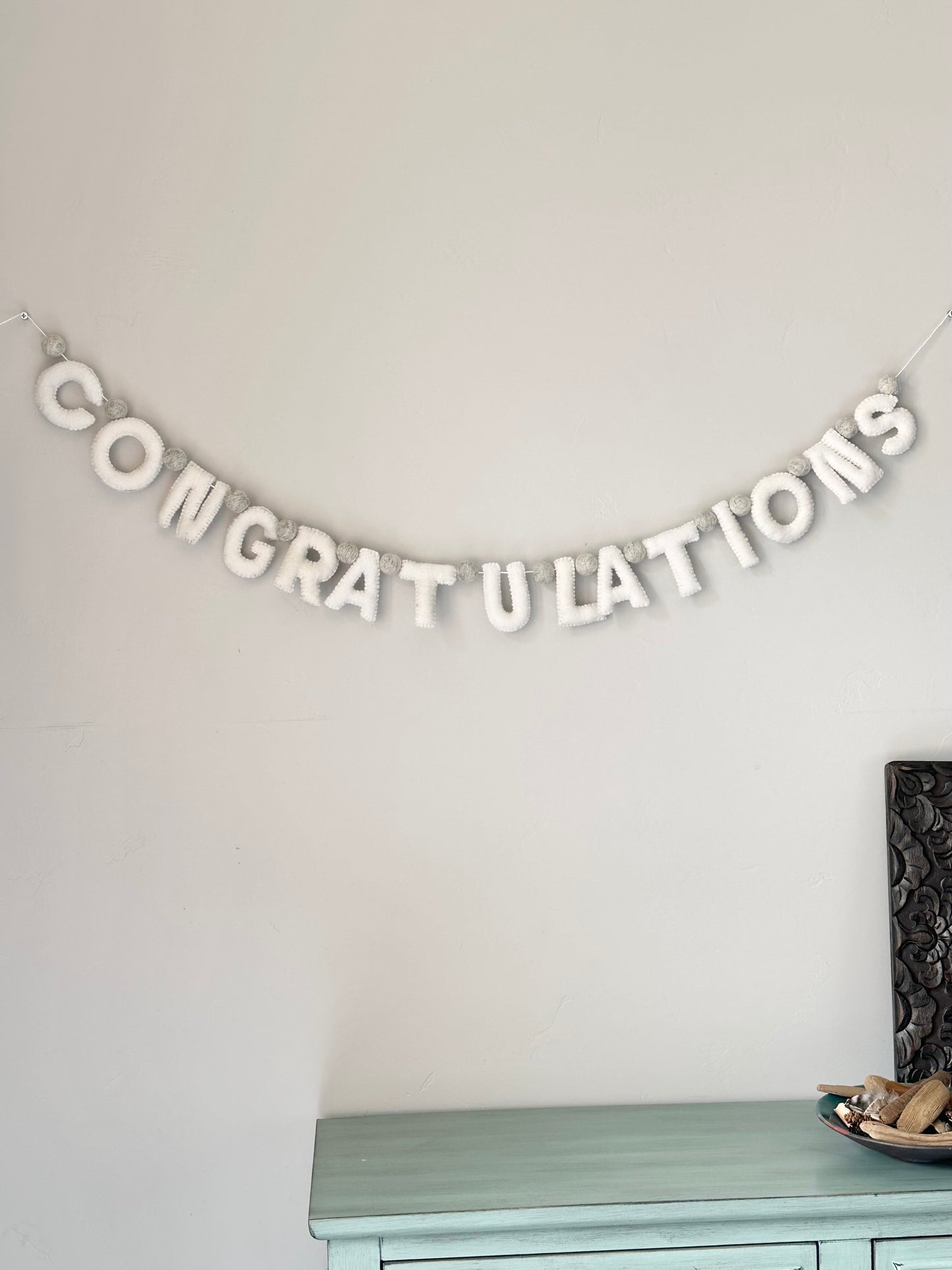 CONGRATULATIONS felt banner - white letters