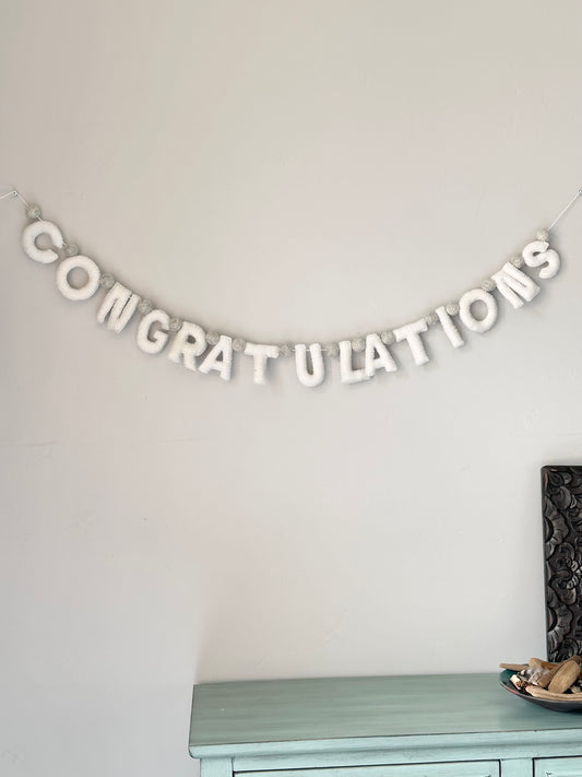 CONGRATULATIONS felt banner - white letters