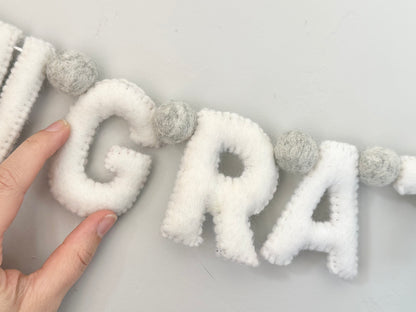 CONGRATULATIONS felt banner - white letters