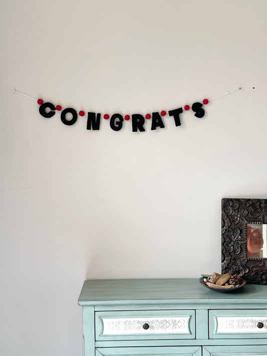 CONGRATS felt banner - black letters