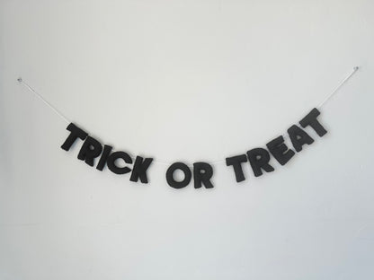 TRICK OR TREAT felt banner - black, gray or orange letters