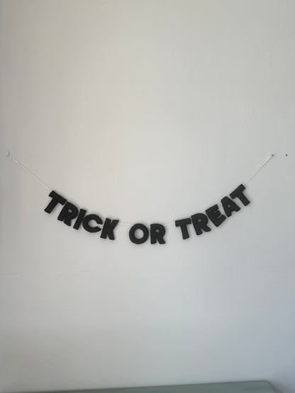 TRICK OR TREAT felt banner - black, gray or orange letters