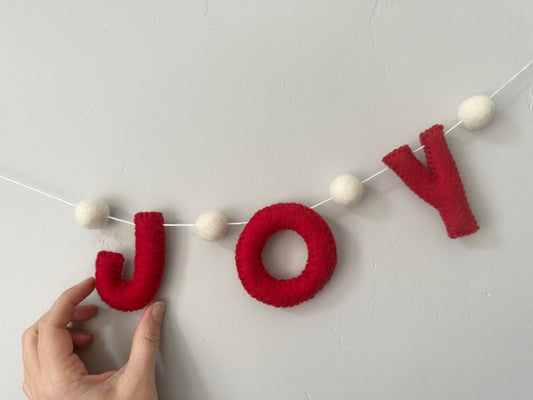 JOY felt banner - white or red letters