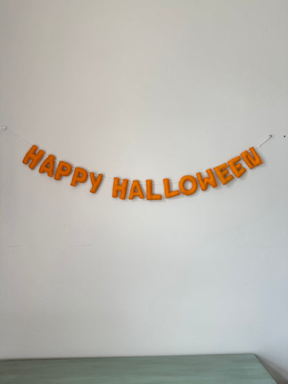 HAPPY HALLOWEEN felt banner - black, gray or orange letters