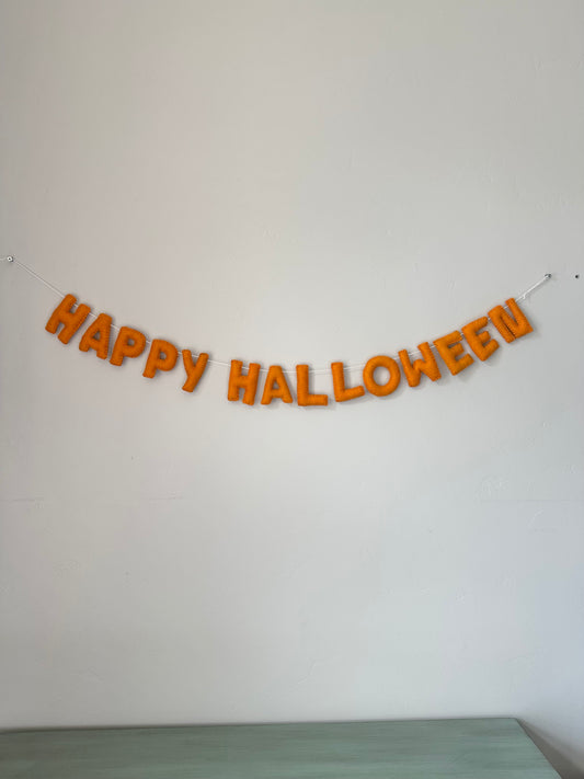 HAPPY HALLOWEEN felt banner - black, gray or orange letters