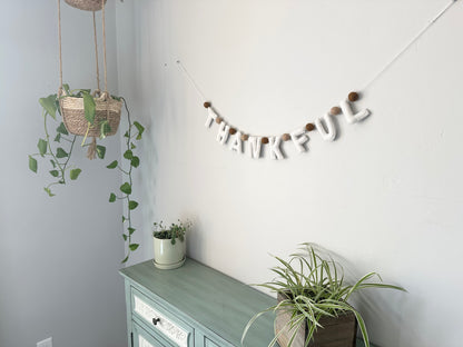 THANKFUL felt banner - white letters