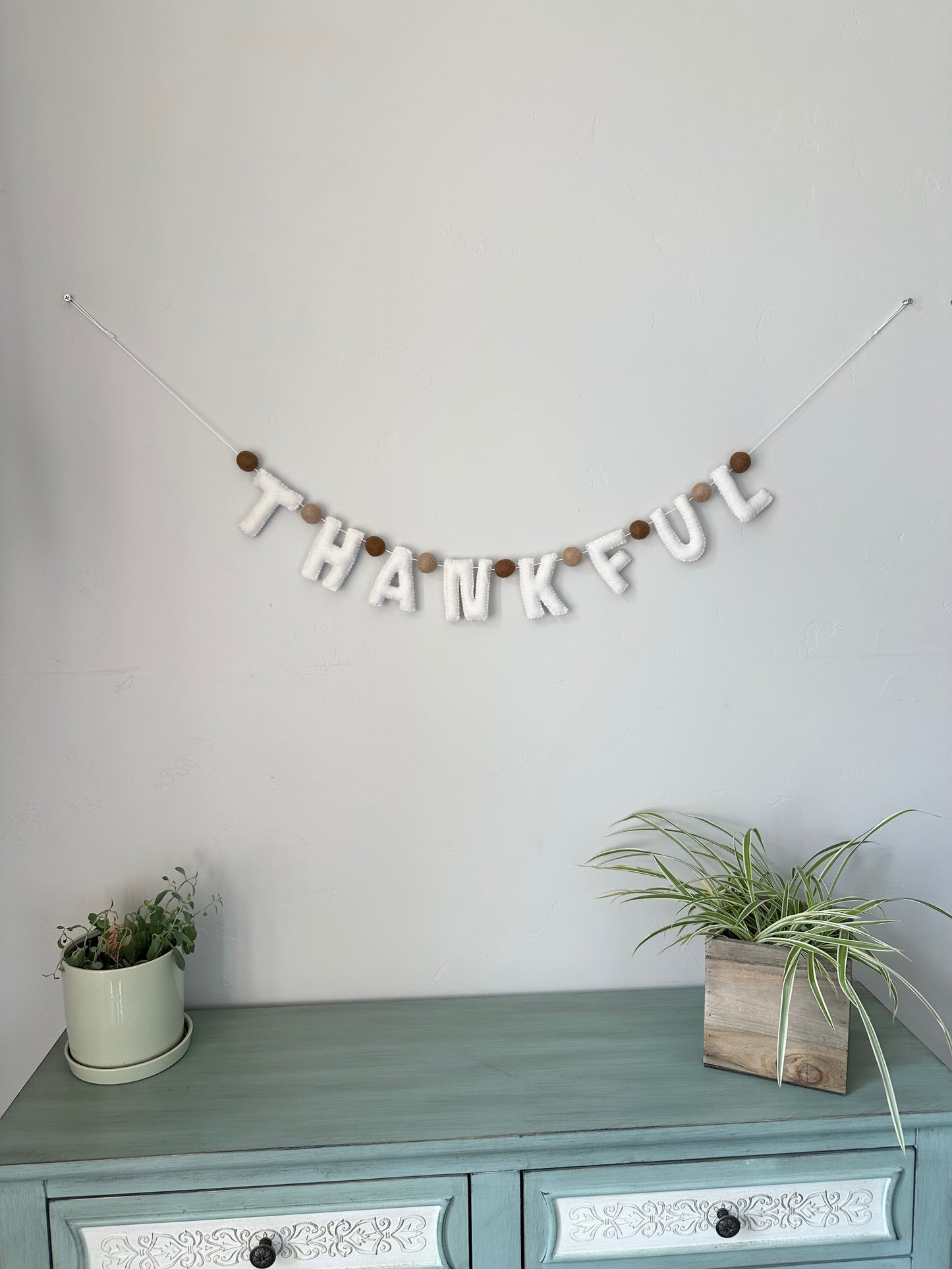 THANKFUL felt banner - white letters