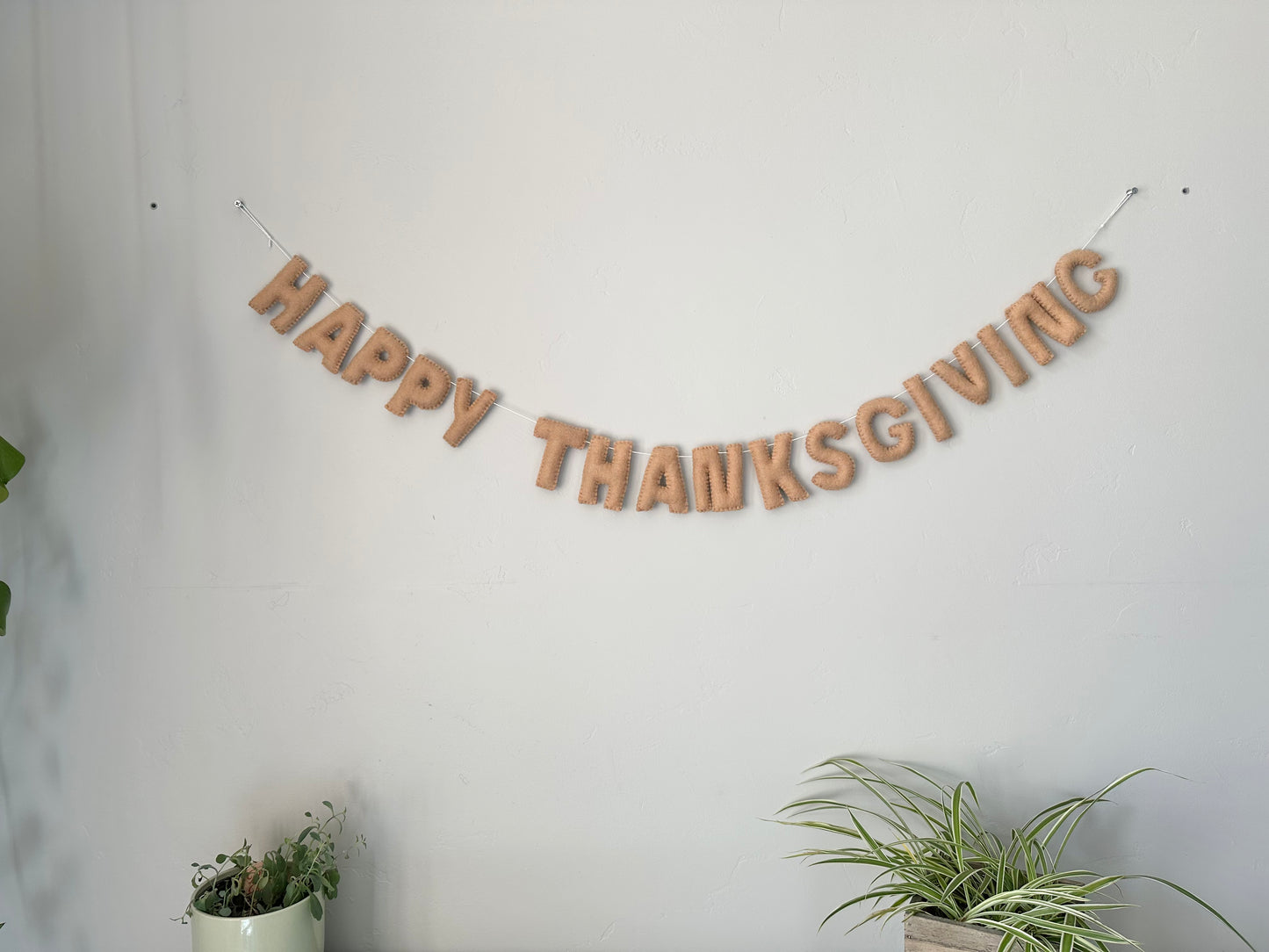 HAPPY THANKSGIVING felt banner - tan letters