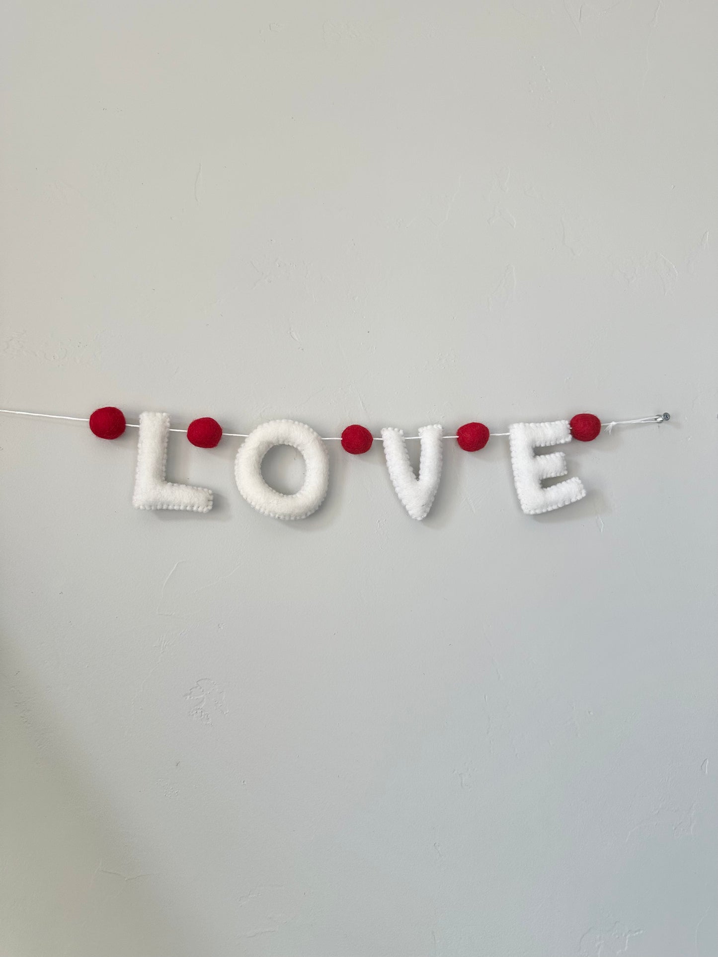 LOVE felt banner - red, pink or white letters