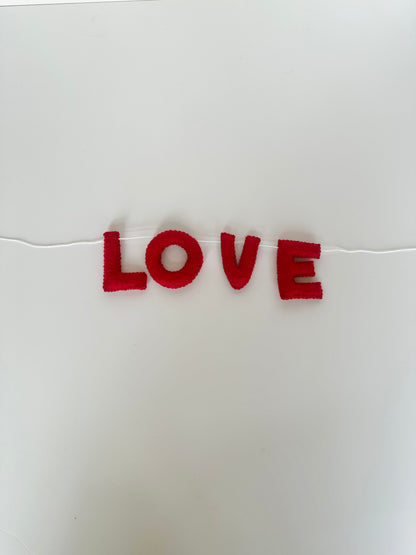 LOVE felt banner - red, pink or white letters