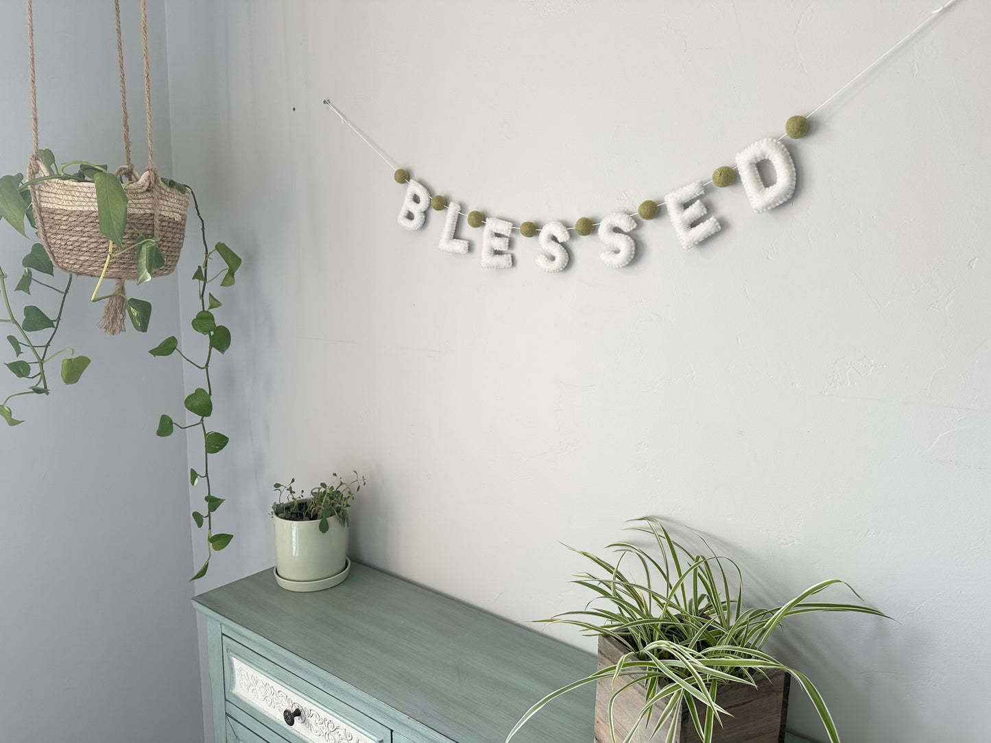 BLESSED felt banner - white letters
