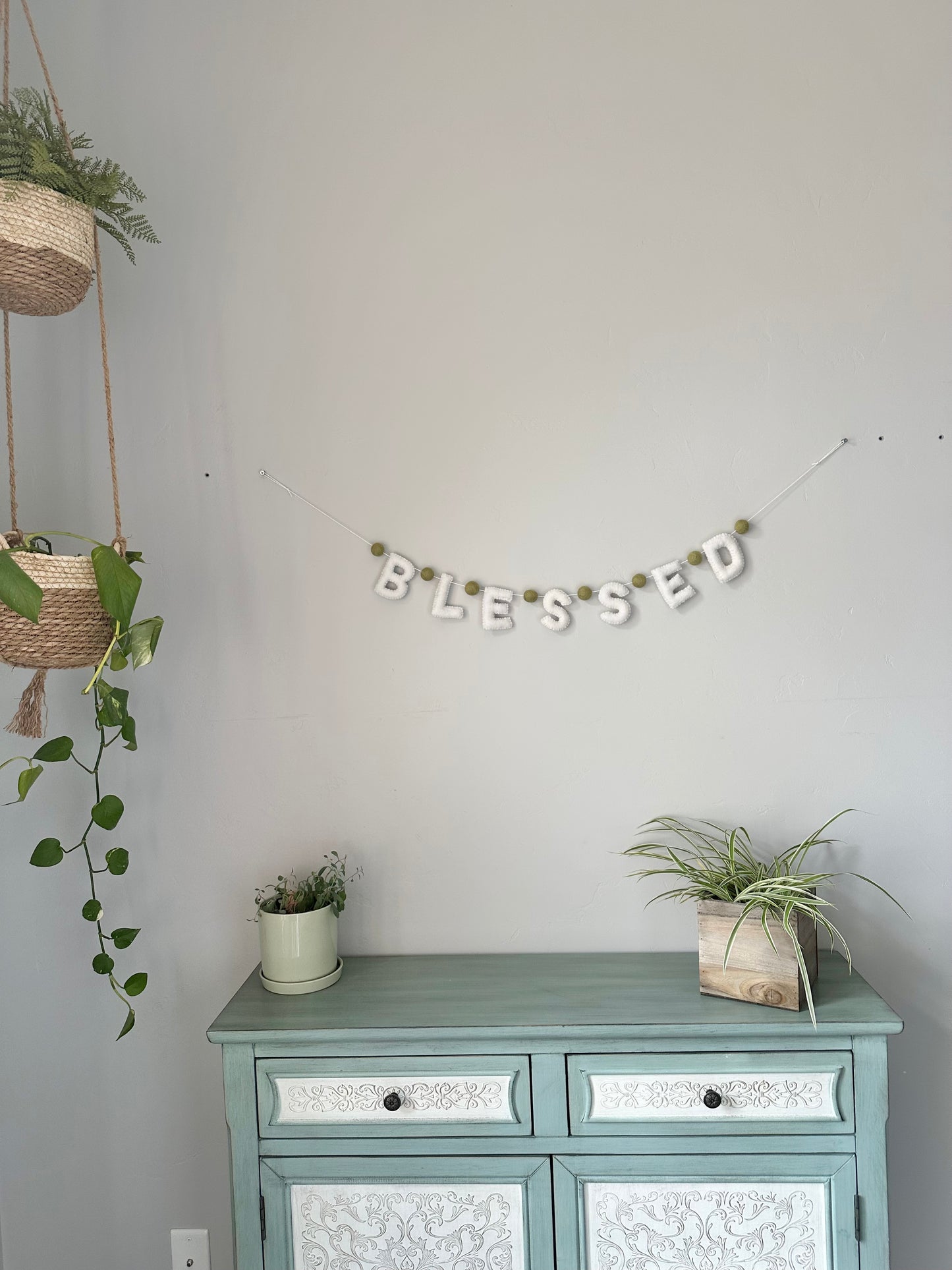 BLESSED felt banner - white letters