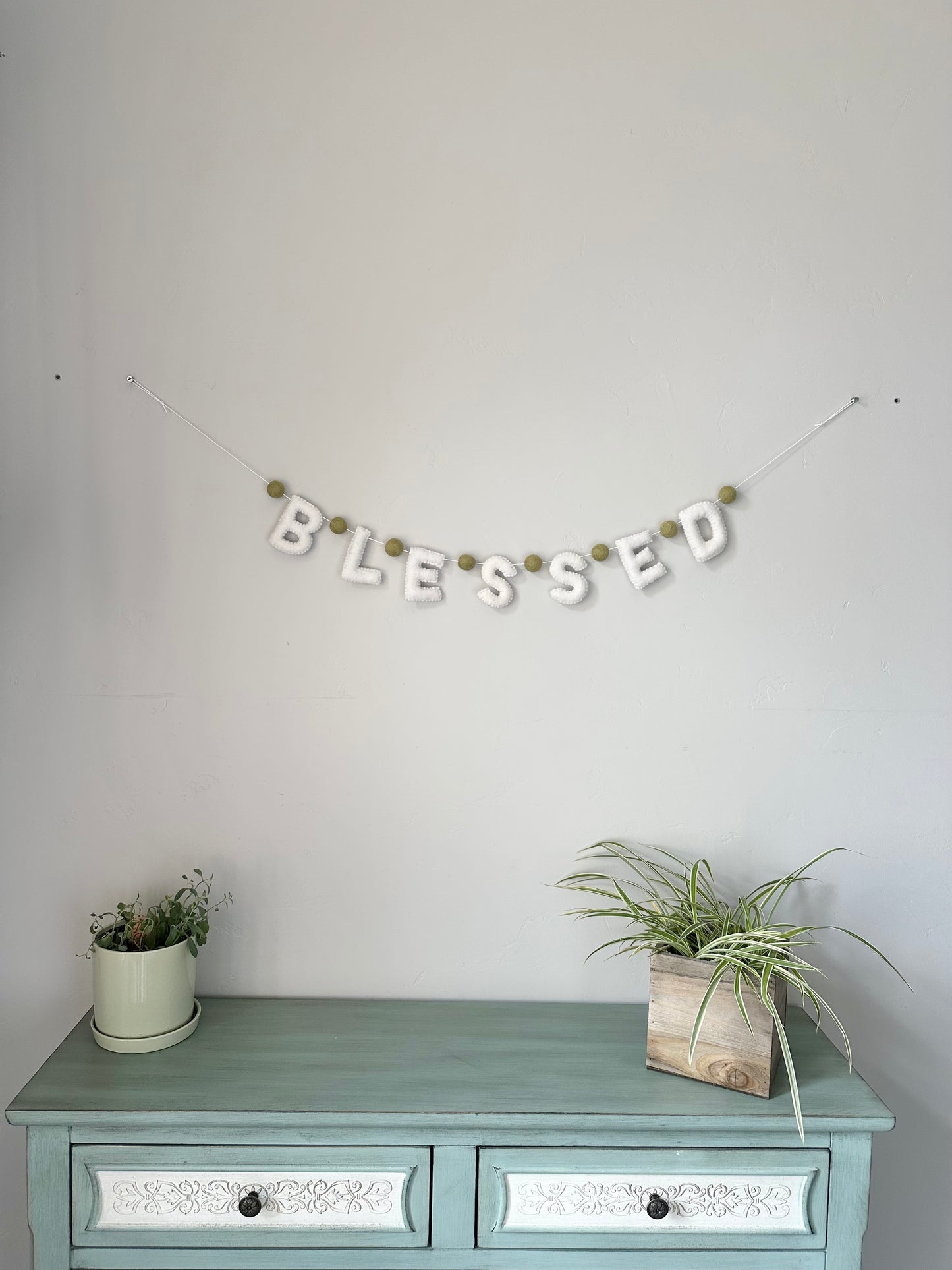 BLESSED felt banner - white letters