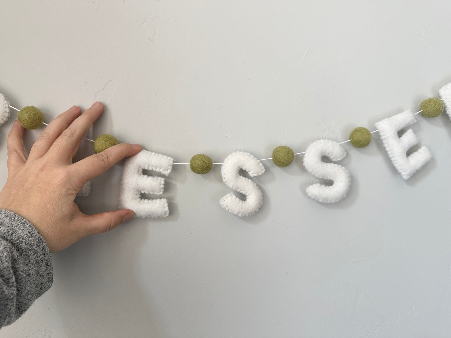 BLESSED felt banner - white letters