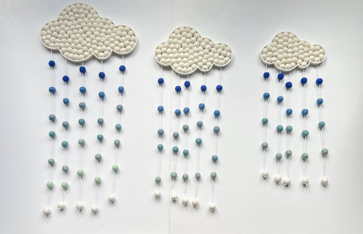 Felt Ball Blue Ombre Rain Cloud