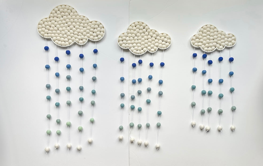 Felt Ball Blue Ombre Rain Cloud