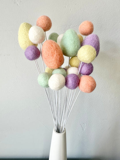 Pastel Egg & Felt Ball Bouquet