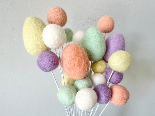 Pastel Egg & Felt Ball Bouquet