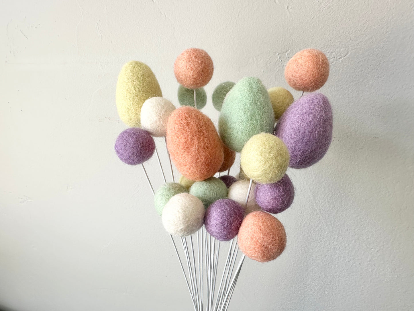 Pastel Egg & Felt Ball Bouquet