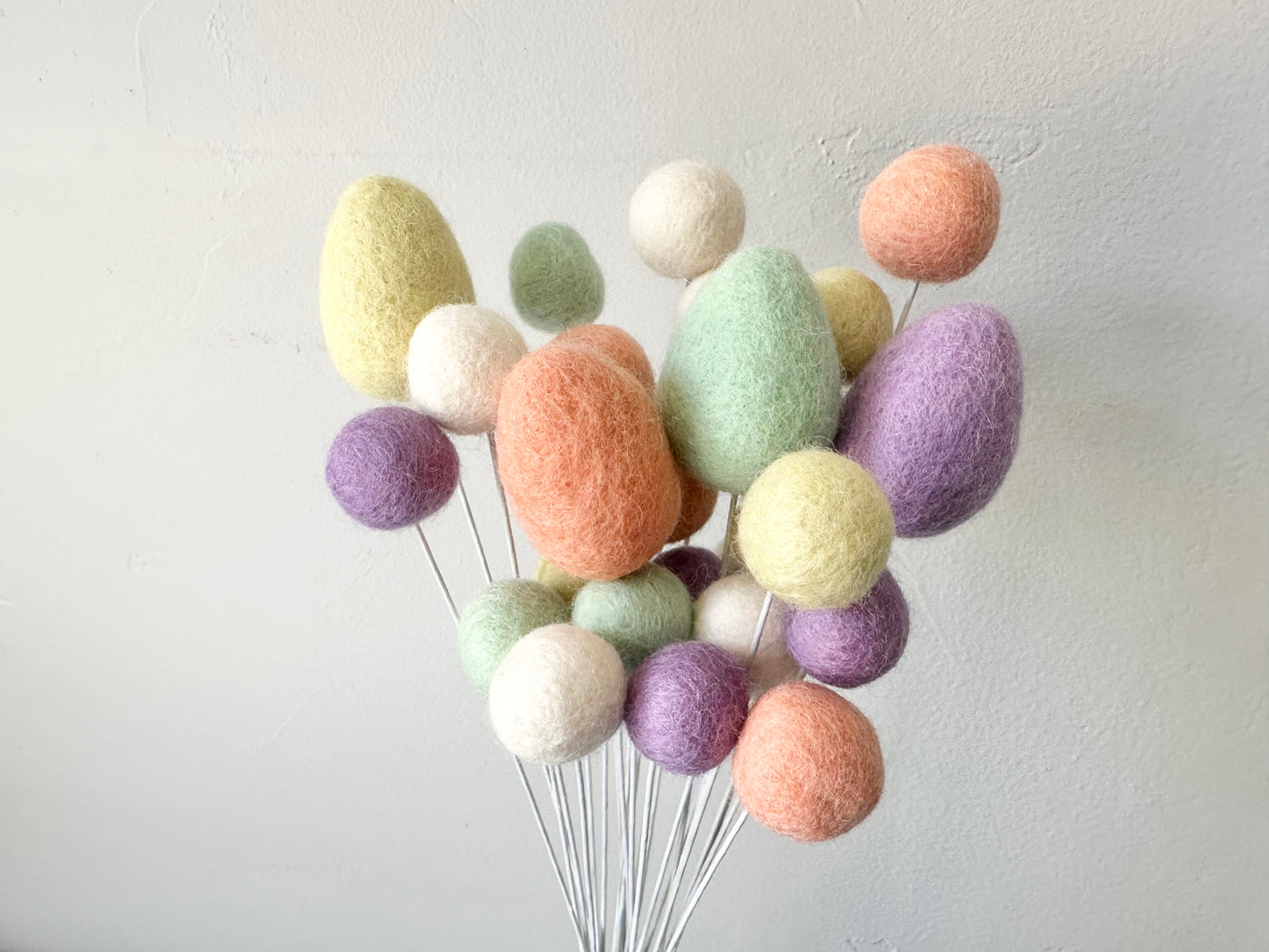 Pastel Egg & Felt Ball Bouquet