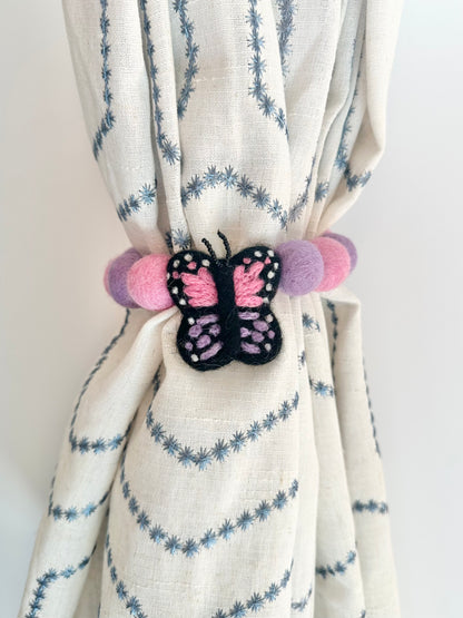 Pink & Purple Butterfly Curtain Ties