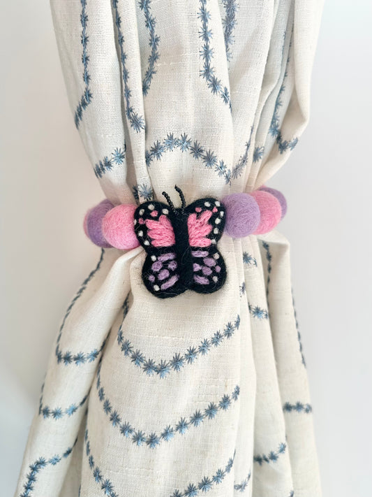 Pink & Purple Butterfly Curtain Ties