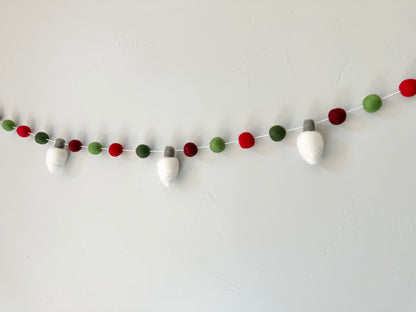 Red & Green w/ White Bulbs Garland