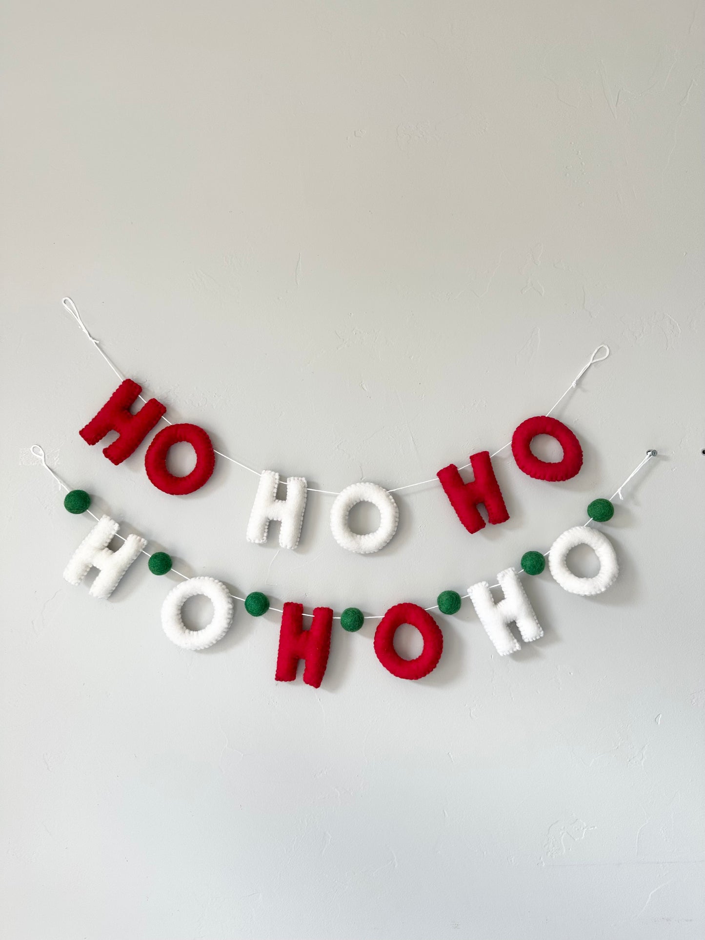 HO HO HO felt banner - Red & White Letters