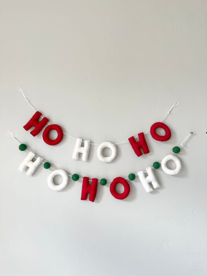 HO HO HO felt banner - Red & White Letters