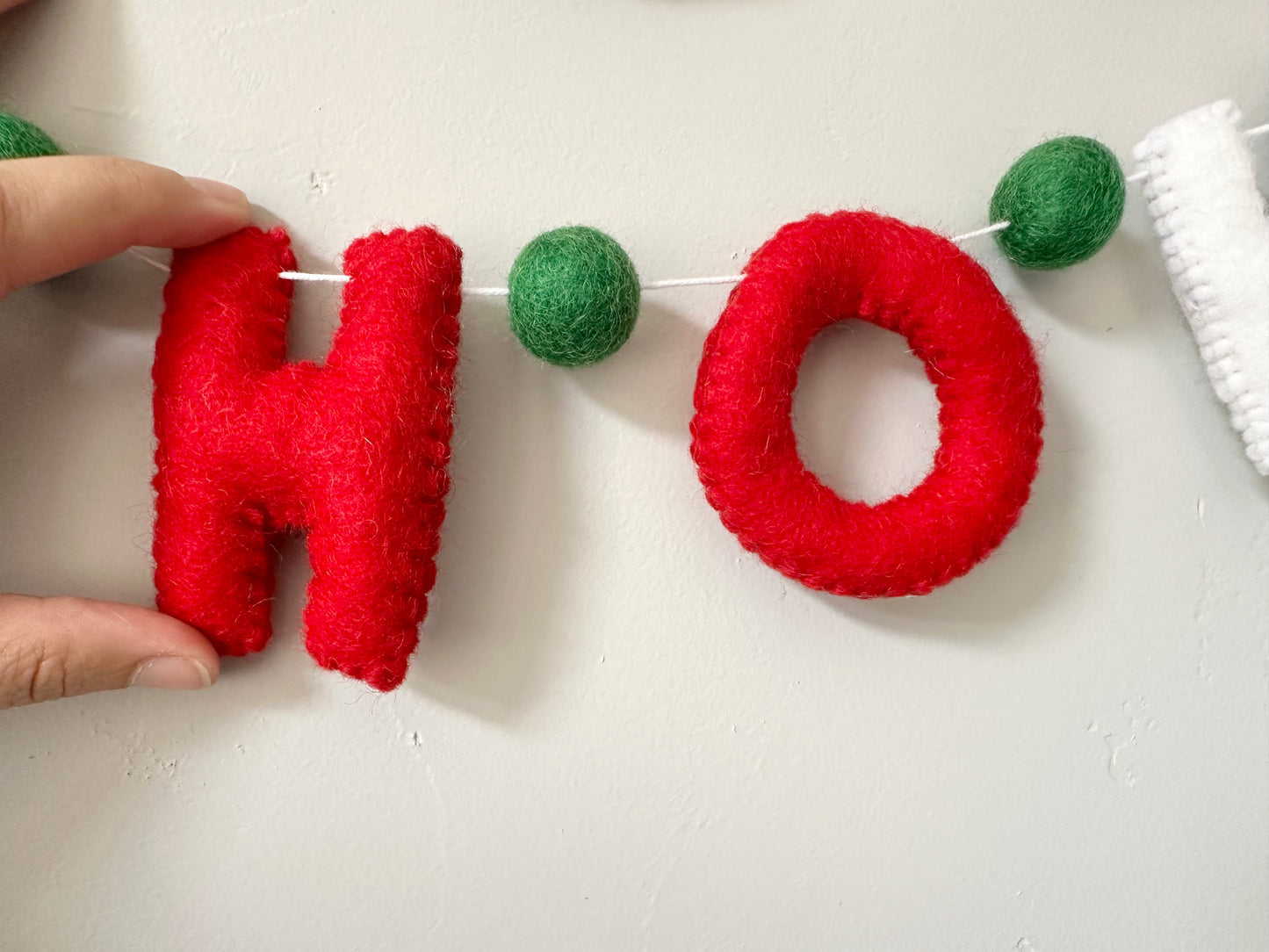 HO HO HO felt banner - Red & White Letters