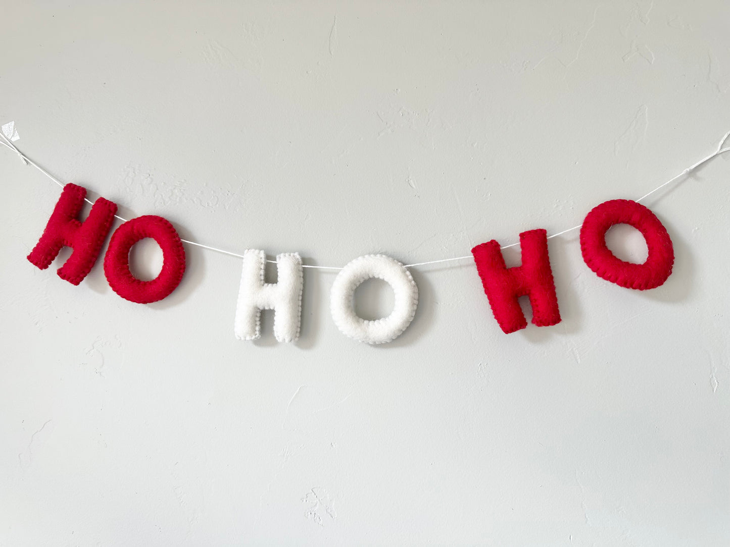 HO HO HO felt banner - Red & White Letters