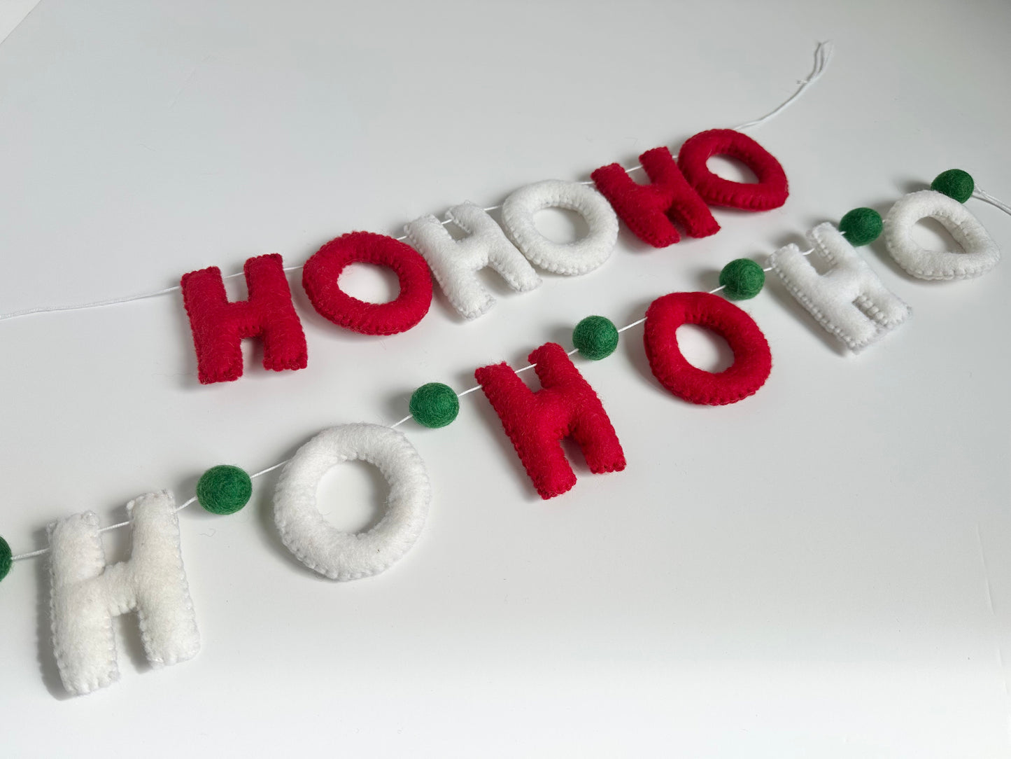 HO HO HO felt banner - Red & White Letters